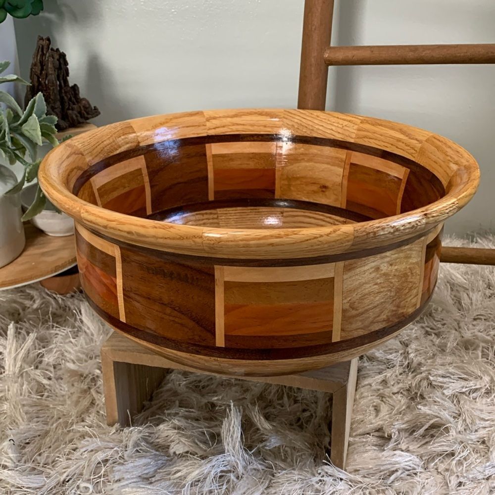 Unique Handcrafted Segmented Wooden Bowl Hand Turned‎